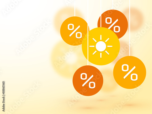symbol summer percent discounts and blur icon on a background