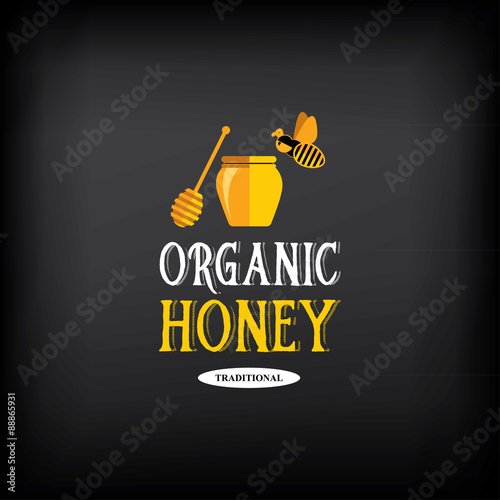 Honey badge and label. Abstract bee design.