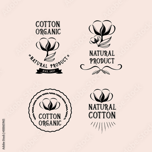 Cotton badges design, organic product.