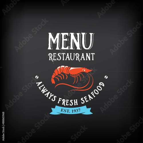 Seafood menu and badges design elements.