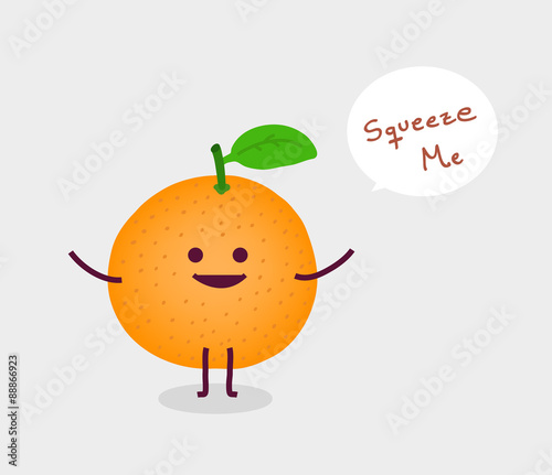 Funny orange squeeze cartoon, vector illustration