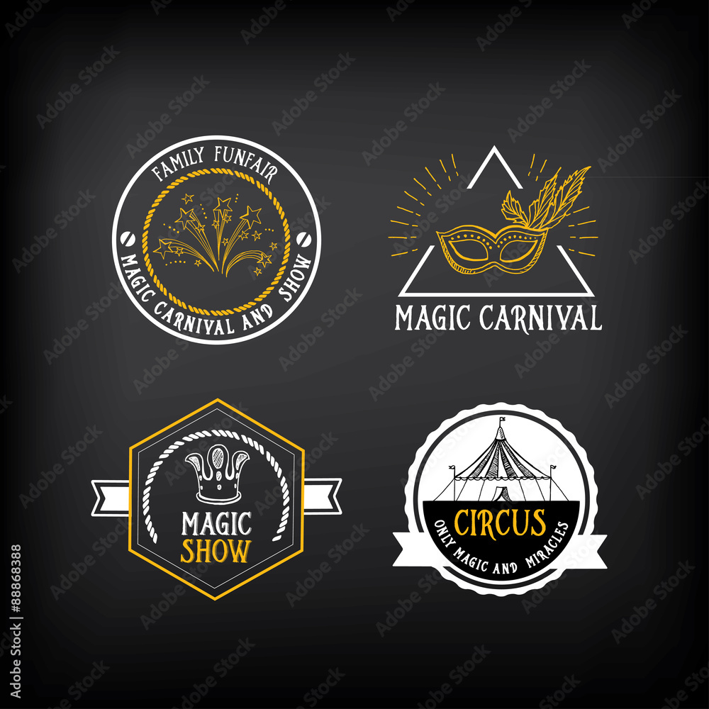 Fototapeta premium Circus and carnival vintage design, label elements.