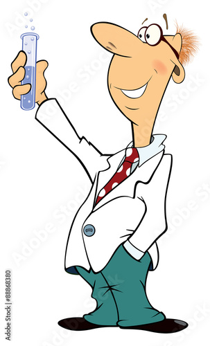 Cartoon illustration of a cute scientist with Mixture