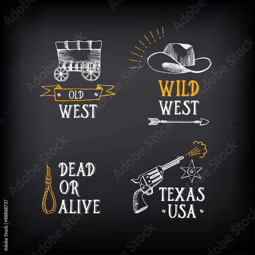 Wild west badges design. Vintage western elements.