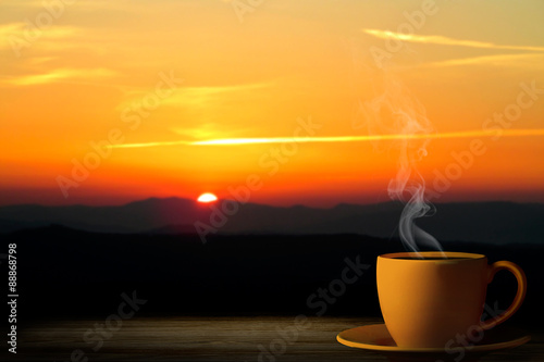 cup from coffee on a sunset