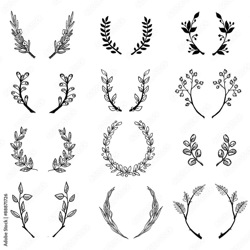 Wreath collection - vector silhouette Wreath collection - vector silhouette