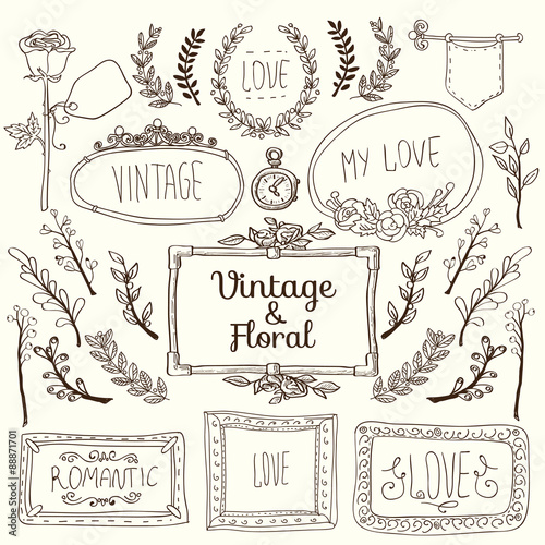 vintage labels set, vector