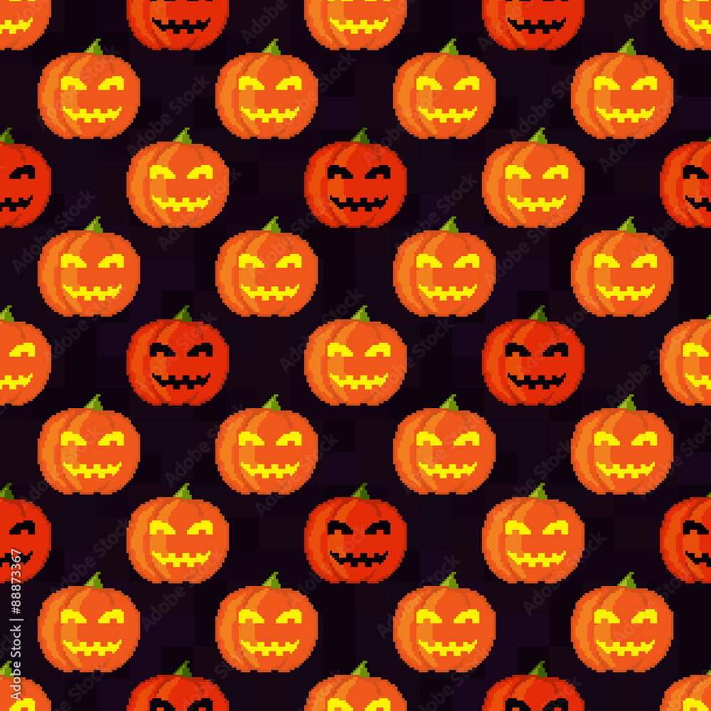 Seamless Pixel Halloween Pattern Seamless Pixel Halloween Pattern
