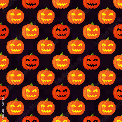 Seamless Pixel Halloween Pattern