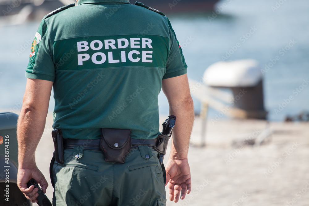 Closeup of a border police officer Closeup of a border police officer