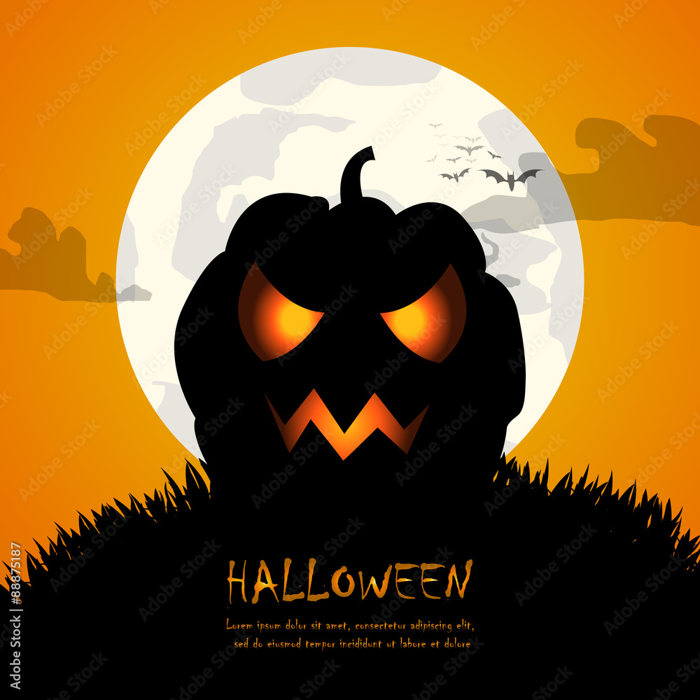 Vector : Pumpkin and moon halloween background