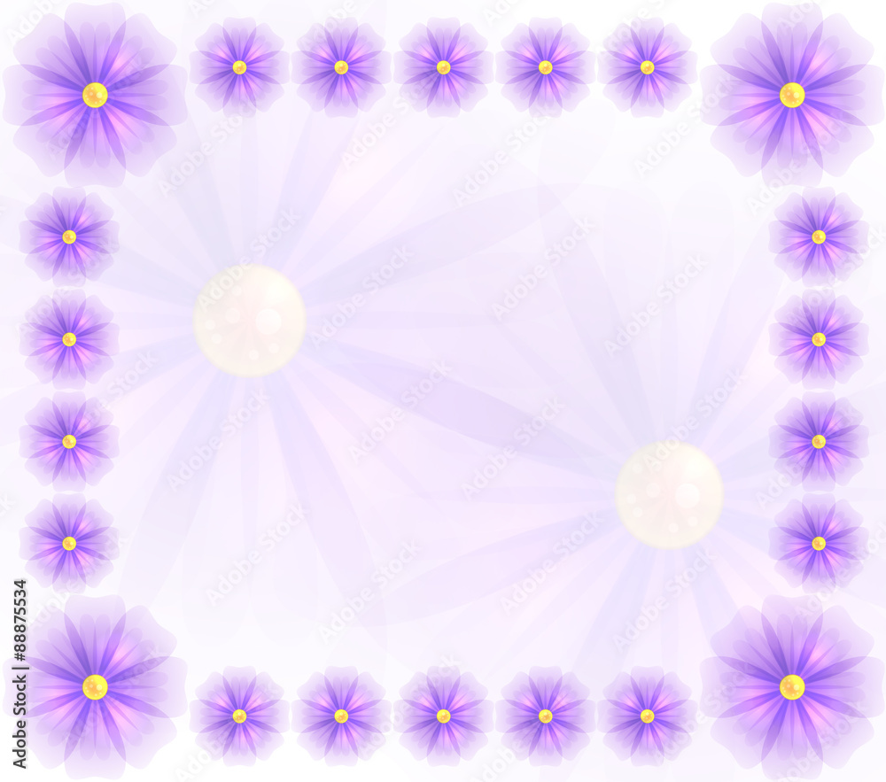 Fototapeta premium Vector background with violet flowers