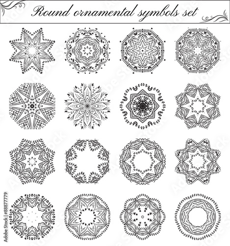 Geometric circular ornament set.