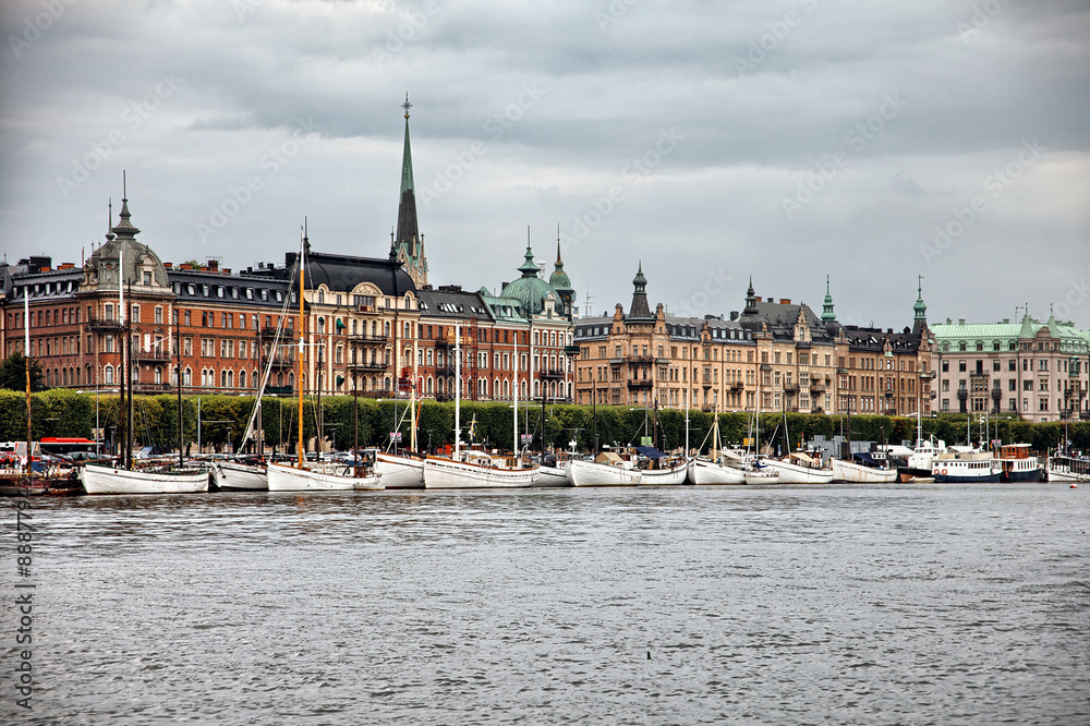 Fototapeta premium Stormy clouds over Stockholm city, Sweden