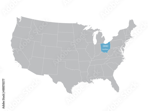 vector map of United States with indication of Ohio