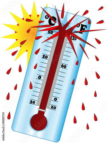 The sun creates a high temperature when the thermometer explodes