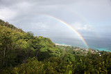 Double rainbow after the rain, in Seychelles