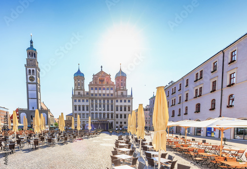 Augsburg City in Bavaria, Germany. Outdoor travel Pictures from Public Places on a hot summer day photo