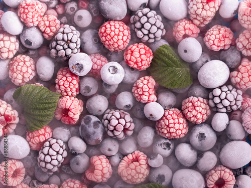 Frozen assorted berries background