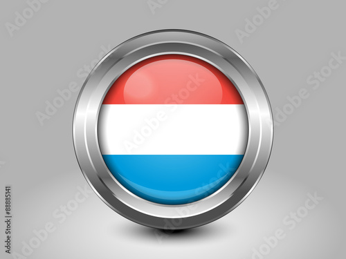 Flag of Luxembourg. Metal Round Icon photo