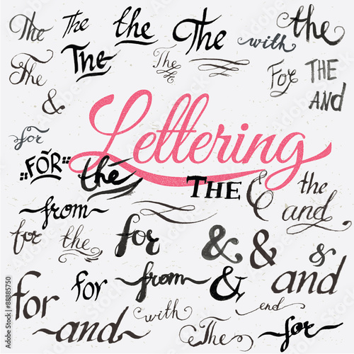 Vector hand drawn ampersands and catchwords. 