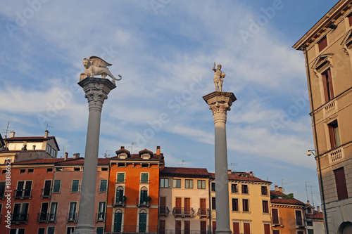 Vicenza Italy Two columns with Winged lion and Jesus Redeemer © ChiccoDodiFC