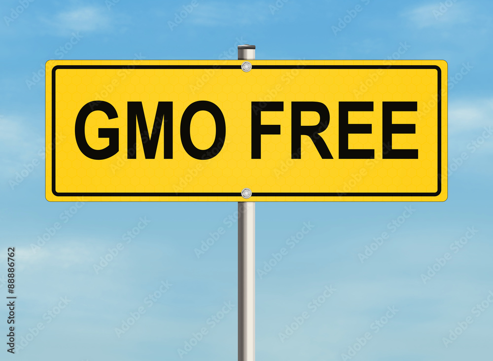 GMO free. Road sign on the sky background. Raster illustration. GMO free. Road sign on the sky background. Raster illustration.