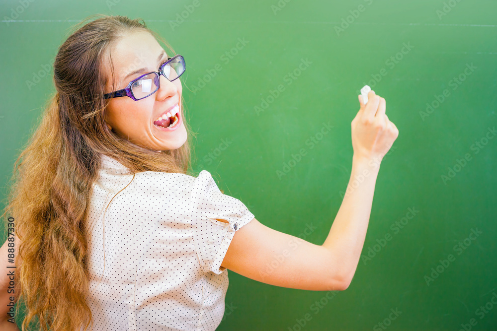 Funny and happy teacher or student at university or school Funny and happy teacher or student at university or school