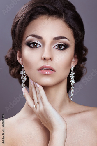 Beautiful woman  in  image of the bride. Beauty face