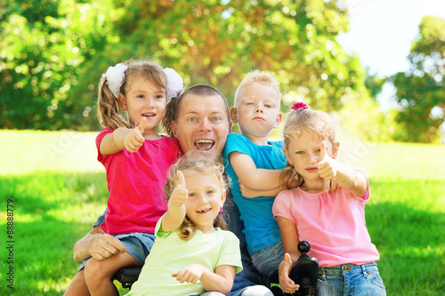 Disabled father with children