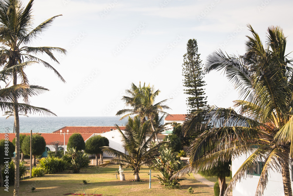 Houses with sea side view in a resort in Ponta Do Ouro in Mozambique
