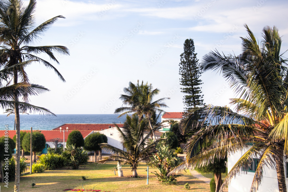 Houses with sea side view in a resort in Ponta Do Ouro in Mozambique
