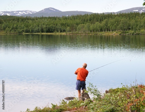 Man Fishing by a lake