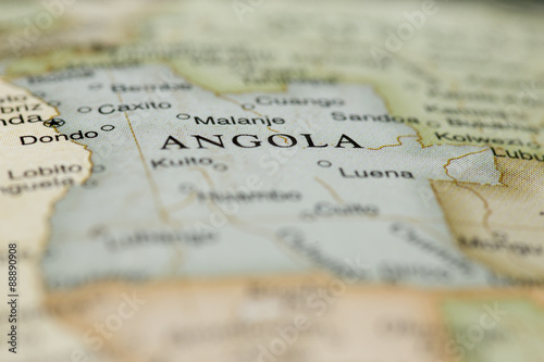 Macro of Angola on a globe