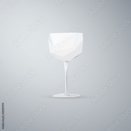 Wine glass object. Low poly 3d design. Alcohol drink symbol