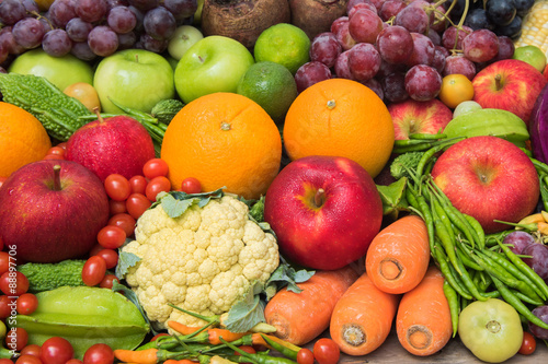 Fototapeta Naklejka Na Ścianę i Meble -  Group of fresh vegetables and fruits  organics for healthy
