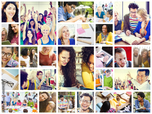 Diverse People Students Start Up Collage Concept