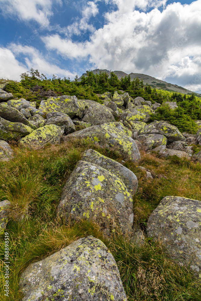 Landscape with mountain and nice cloud in Krkonose in Czech republic
