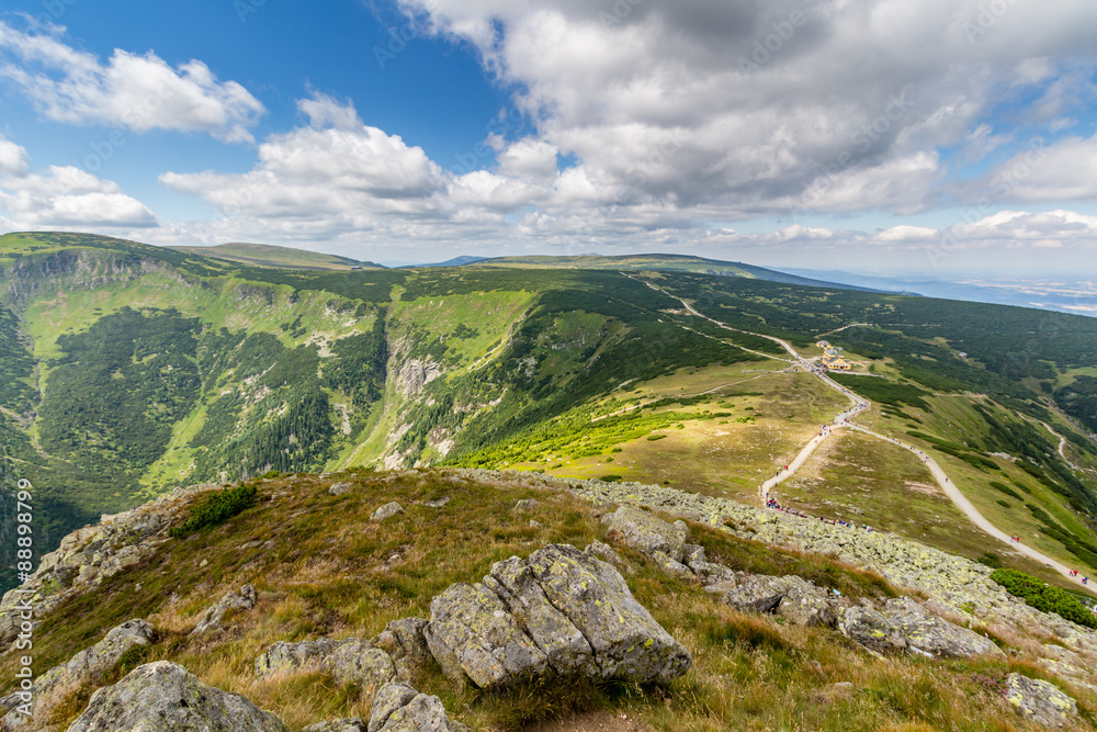 Landscape with mountain and nice cloud in Krkonose in Czech republic
