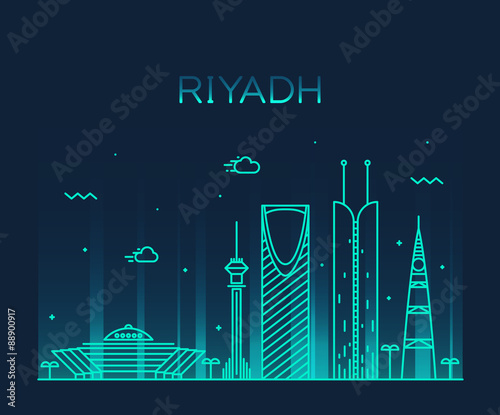 Riyadh skyline trendy vector illustration linear photo