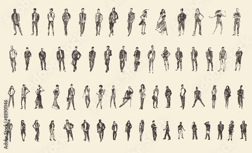 People Sketch, Vector Illustration, Hand Drawing