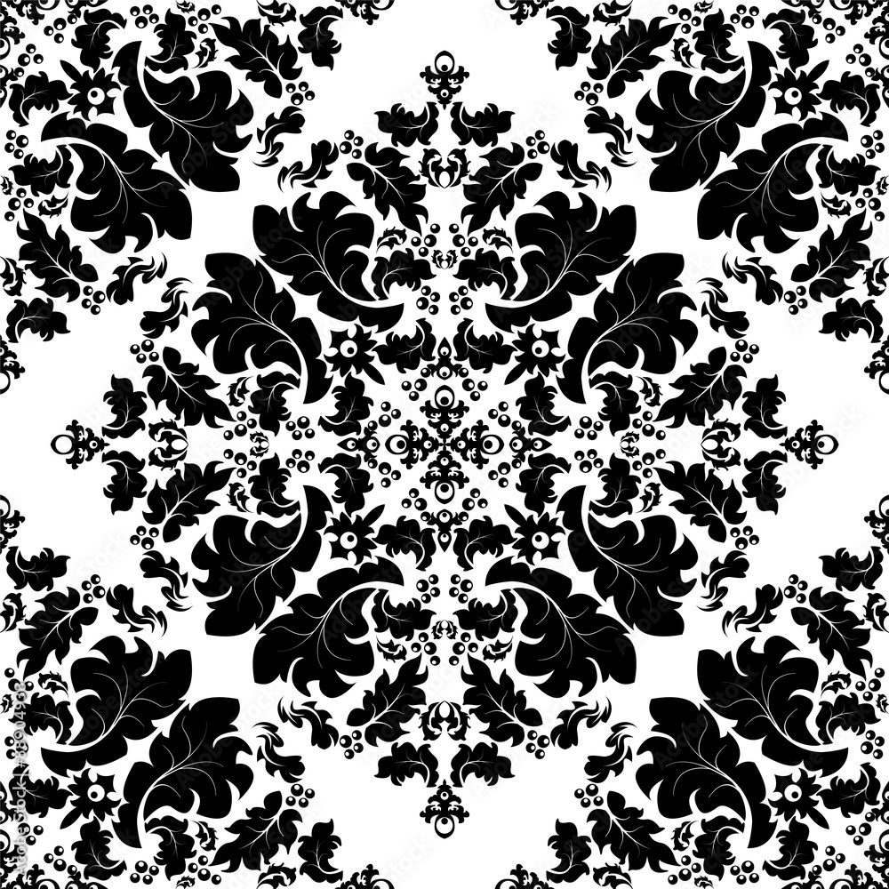 Fototapeta premium Damask vintage floral background pattern, vector Eps10 illustration.