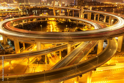 Vehicles traveling on the viaduct, China Shanghai Nanpu Bridge