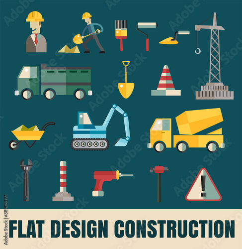 Vector color flat illustrations tools and materials for the repa