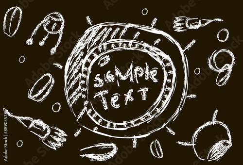 Space satellite drawn in chalk on the blackboard