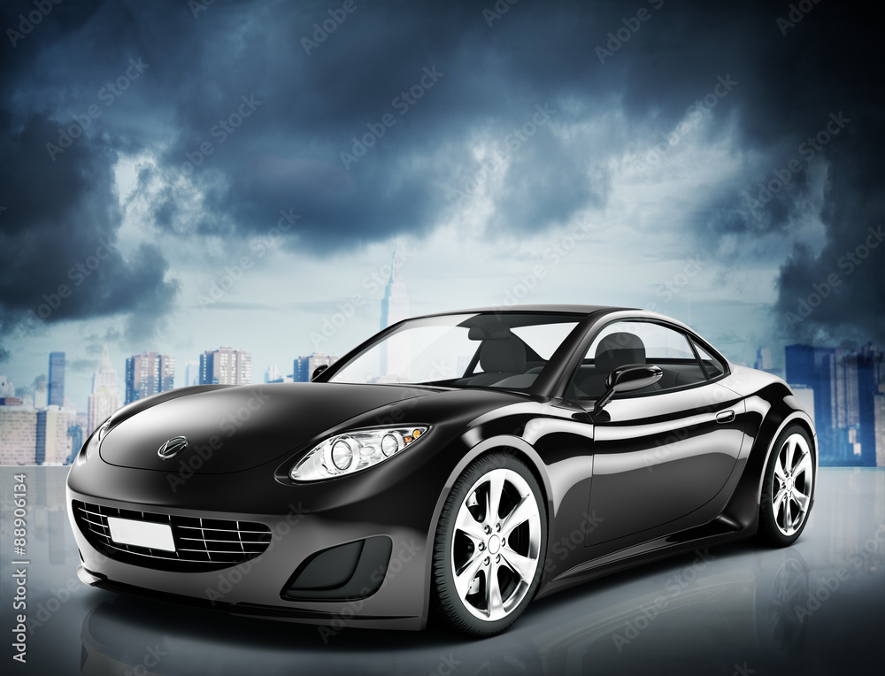 Naklejka premium Transport samochodowy pojazd 3d ilustracja koncepcja