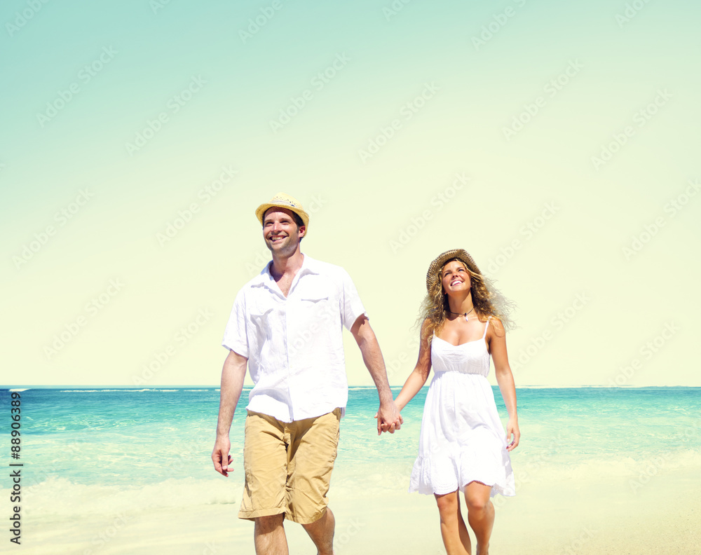 Honeymoon Couple Summer Beach Dating Concept Honeymoon Couple Summer Beach Dating Concept