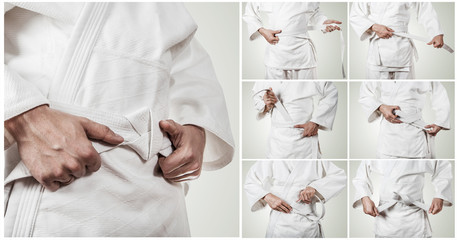 Ingelijste posters Vechtsport Karate band stap voor stap knopen  © Soloviova Liudmyla