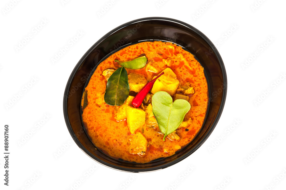 Curry pine apple with pork, Isolated Curry pine apple with pork, Isolated