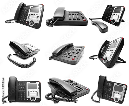 Set of Black IP office phone isolated
